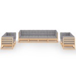 vidaXL Set mobilier de grădină cu perne, 8 piese, lemn masiv de pin vidaXL Set mobilier de grădină cu perne, 8 piese, lemn masiv de pin