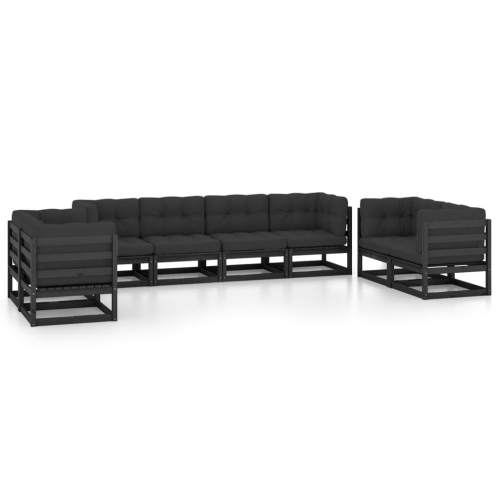 vidaXL Set mobilier grădină cu perne, 8 piese, lemn masiv pin