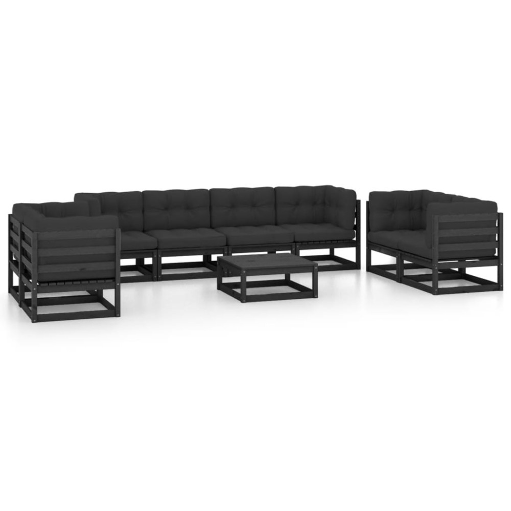 vidaXL Set mobilier grădină cu perne, 9 piese, lemn masiv pin