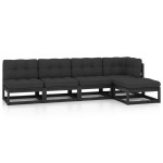 vidaXL Set mobilier grădină cu perne, 5 piese, lemn masiv pin