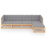 vidaXL Set mobilier de grădină, 5 piese, cu perne, lemn masiv de pin