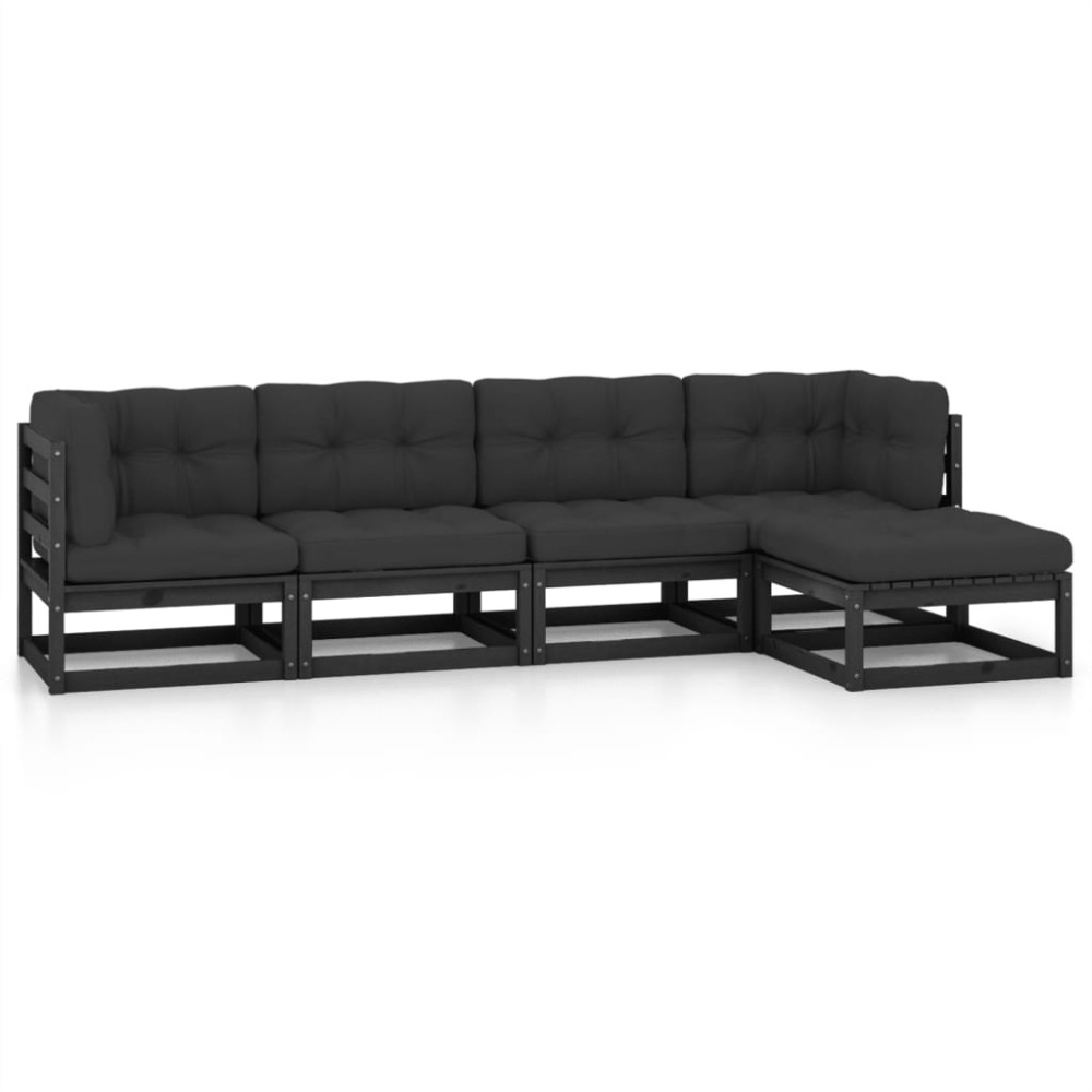 vidaXL Set mobilier grădină cu perne, 5 piese, lemn masiv pin