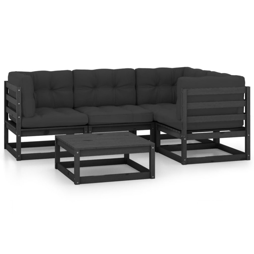 vidaXL Set mobilier grădină cu perne, 5 piese, lemn masiv pin