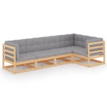vidaXL Set mobilier de grădină, 5 piese, cu perne, lemn masiv de pin vidaXL Set mobilier de grădină, 5 piese, cu perne, lemn masiv de pin