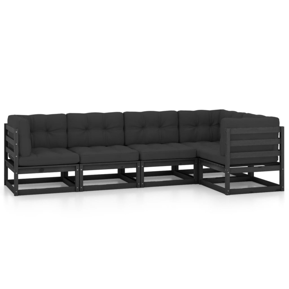 vidaXL Set mobilier grădină cu perne, 5 piese, lemn masiv pin