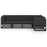 vidaXL Set mobilier grădină cu perne, 5 piese, lemn masiv pin