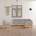 vidaXL Set mobilier de grădină, 5 piese, cu perne, lemn masiv de pin vidaXL Set mobilier de grădină, 5 piese, cu perne, lemn masiv de pin