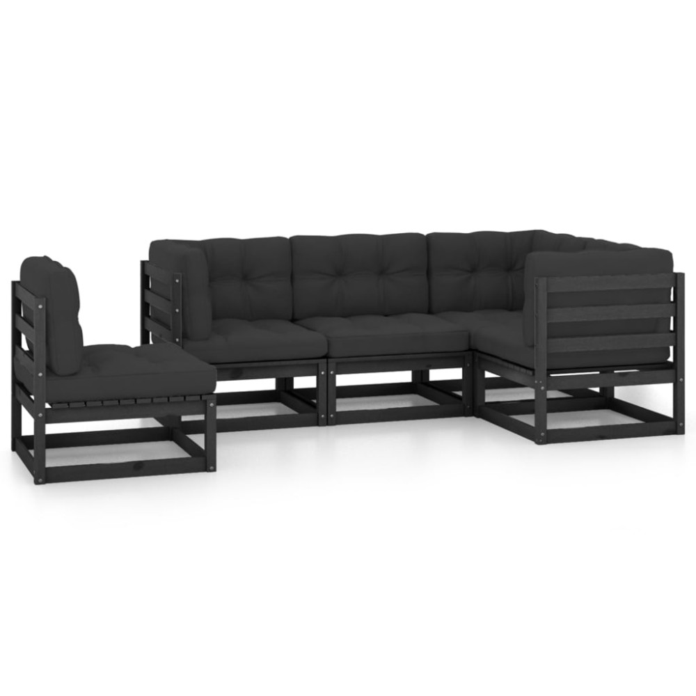vidaXL Set mobilier grădină cu perne, 5 piese, lemn masiv pin
