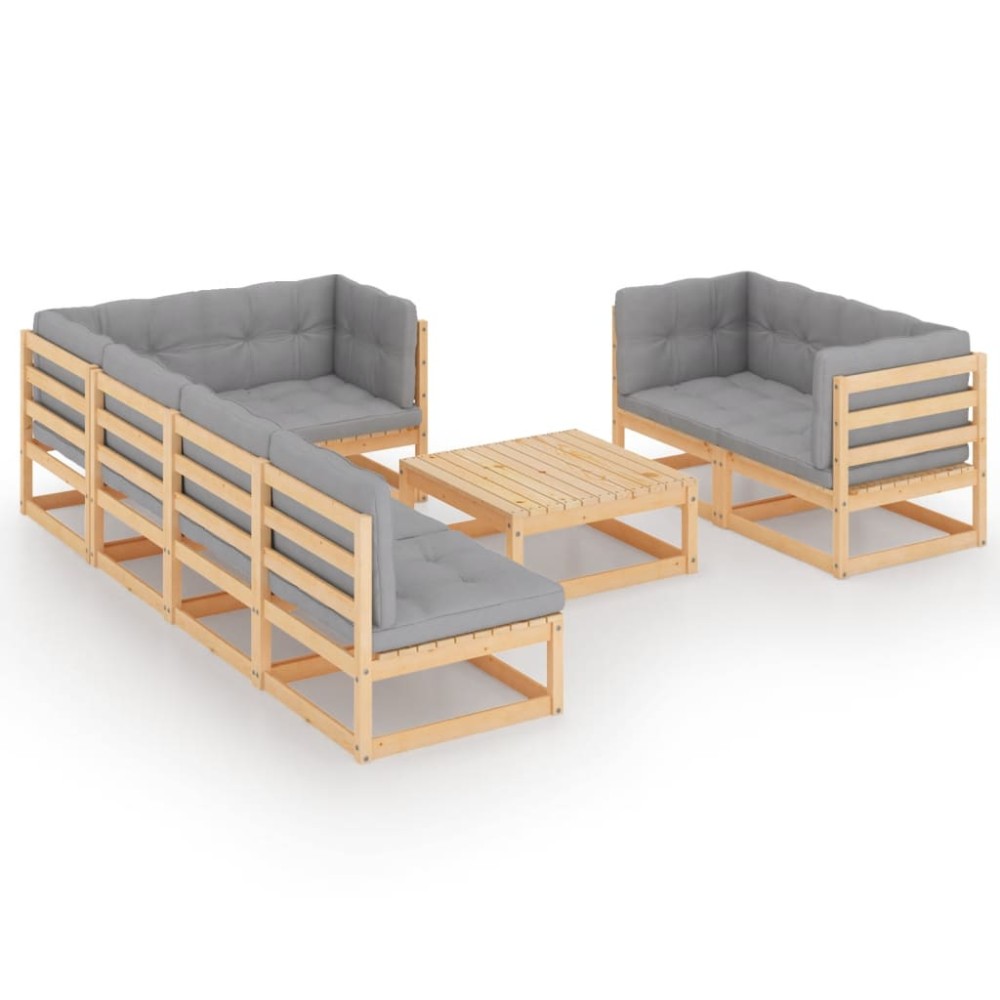 vidaXL Set mobilier de grădină cu perne, 8 piese, lemn masiv de pin
