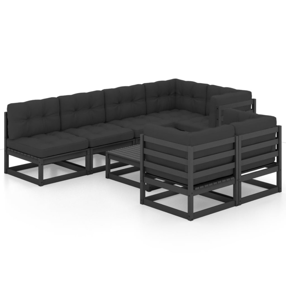 vidaXL Set mobilier grădină cu perne, 8 piese, lemn masiv pin