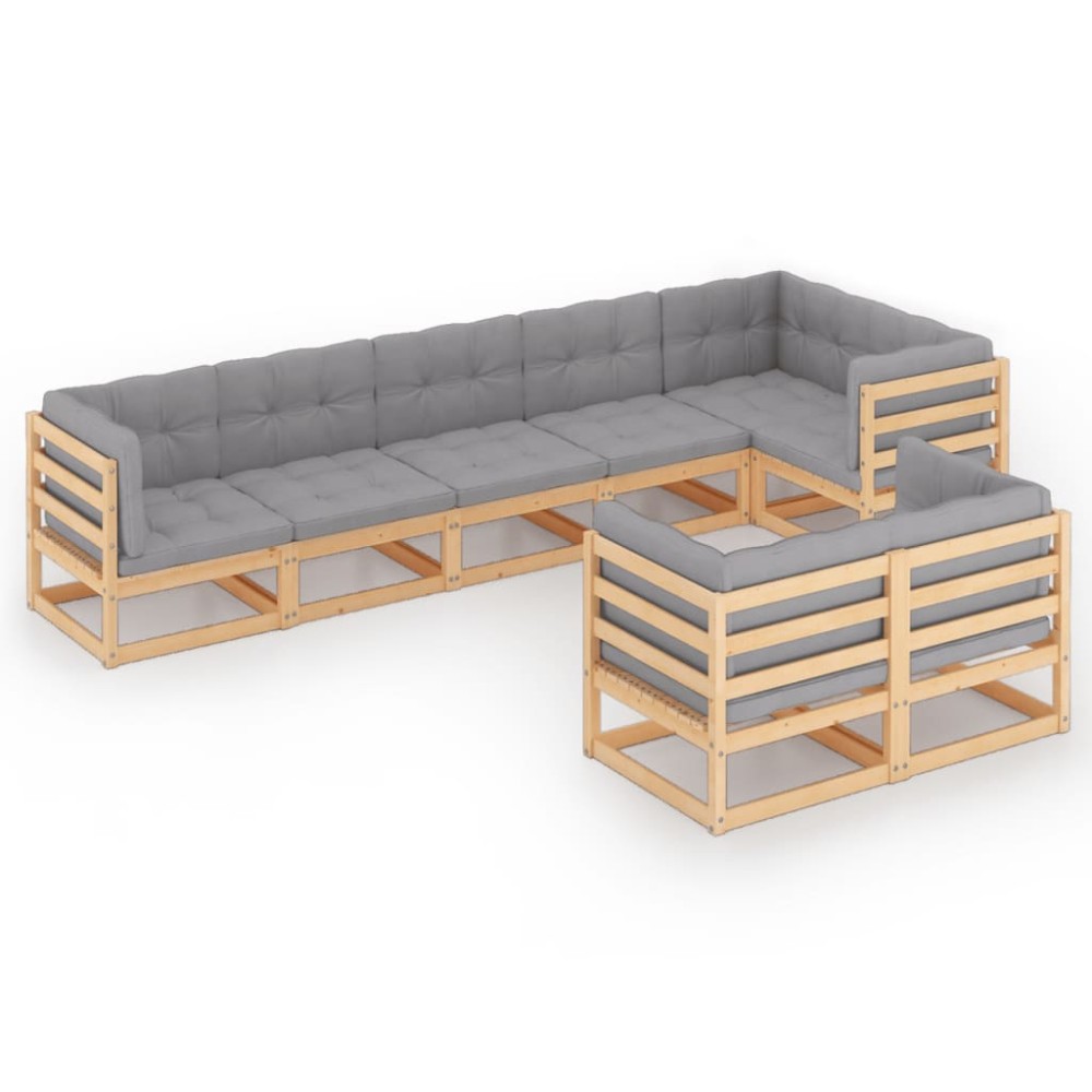 vidaXL Set mobilier de grădină cu perne, 8 piese, lemn masiv de pin