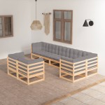 vidaXL Set mobilier de grădină cu perne, 8 piese, lemn masiv de pin vidaXL Set mobilier de grădină cu perne, 8 piese, lemn masiv de pin