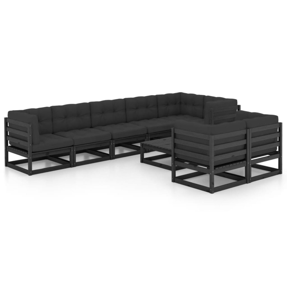 vidaXL Set mobilier grădină cu perne, 9 piese, lemn masiv pin