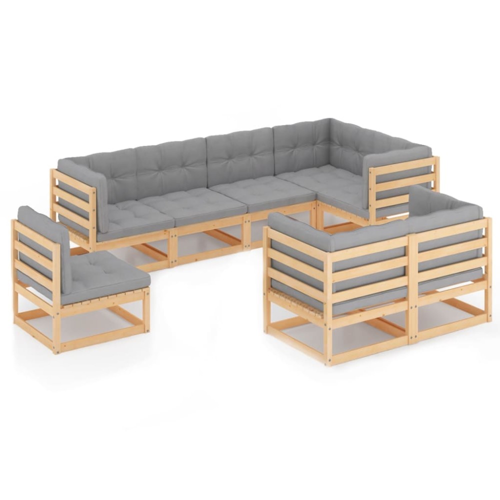 vidaXL Set mobilier de grădină cu perne, 8 piese, lemn masiv de pin
