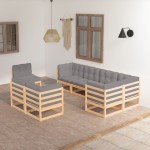 vidaXL Set mobilier de grădină cu perne, 8 piese, lemn masiv de pin vidaXL Set mobilier de grădină cu perne, 8 piese, lemn masiv de pin