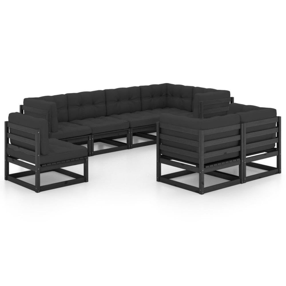 vidaXL Set mobilier grădină cu perne, 8 piese, lemn masiv pin