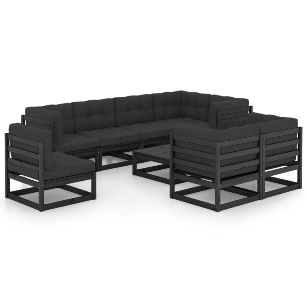 vidaXL Set mobilier grădină cu perne, 9 piese, lemn masiv de pin