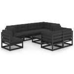 vidaXL Set mobilier grădină cu perne, 9 piese, lemn masiv de pin vidaXL Set mobilier grădină cu perne, 9 piese, lemn masiv de pin