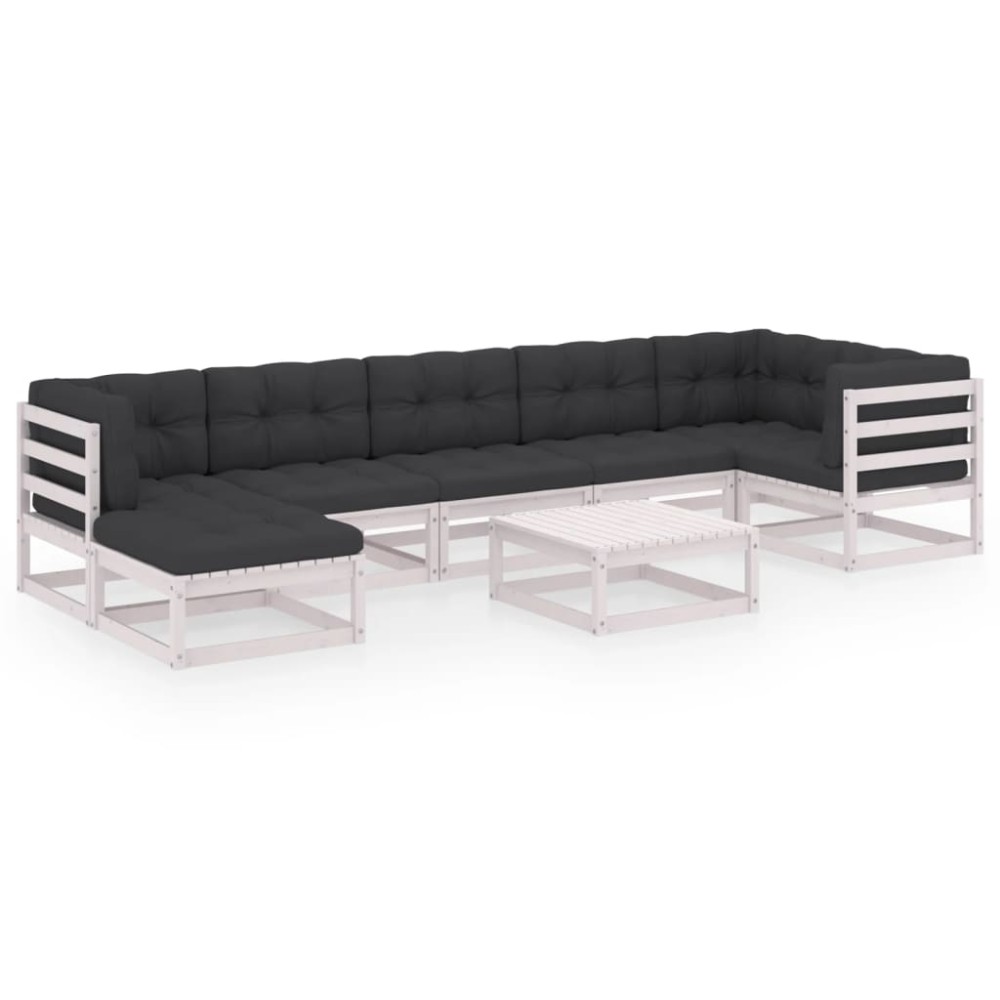 vidaXL Set mobilier de grădină cu perne, 8 piese, lemn masiv de pin