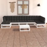 vidaXL Set mobilier de grădină cu perne, 8 piese, lemn masiv de pin vidaXL Set mobilier de grădină cu perne, 8 piese, lemn masiv de pin