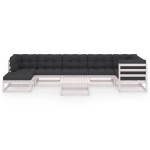 vidaXL Set mobilier de grădină cu perne, 8 piese, lemn masiv de pin vidaXL Set mobilier de grădină cu perne, 8 piese, lemn masiv de pin