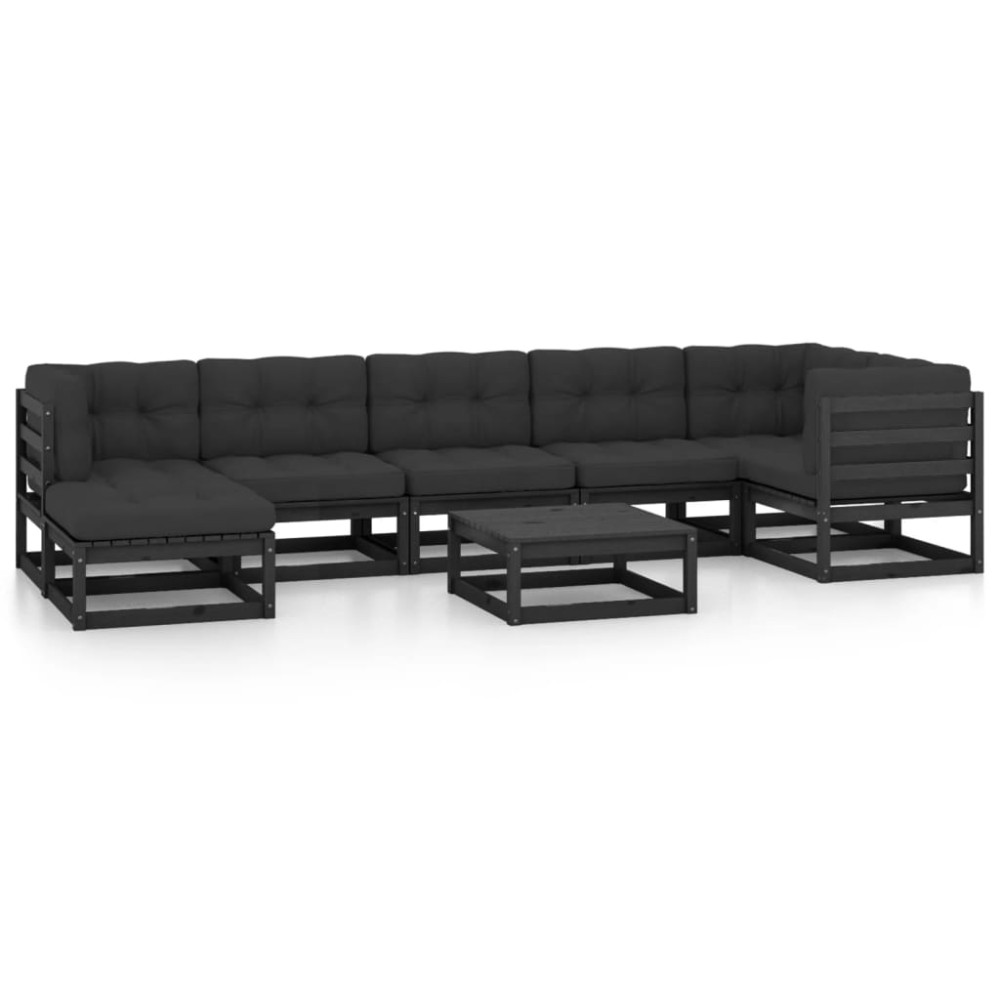 vidaXL Set mobilier de grădină cu perne, 8 piese, lemn masiv pin