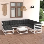 vidaXL Set mobilier de grădină cu perne, 8 piese, lemn masiv de pin vidaXL Set mobilier de grădină cu perne, 8 piese, lemn masiv de pin