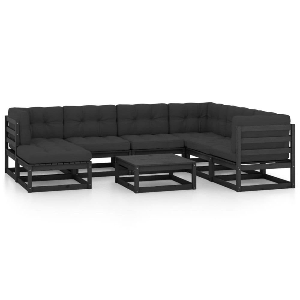 vidaXL Set mobilier de grădină cu perne, 8 piese, lemn masiv pin