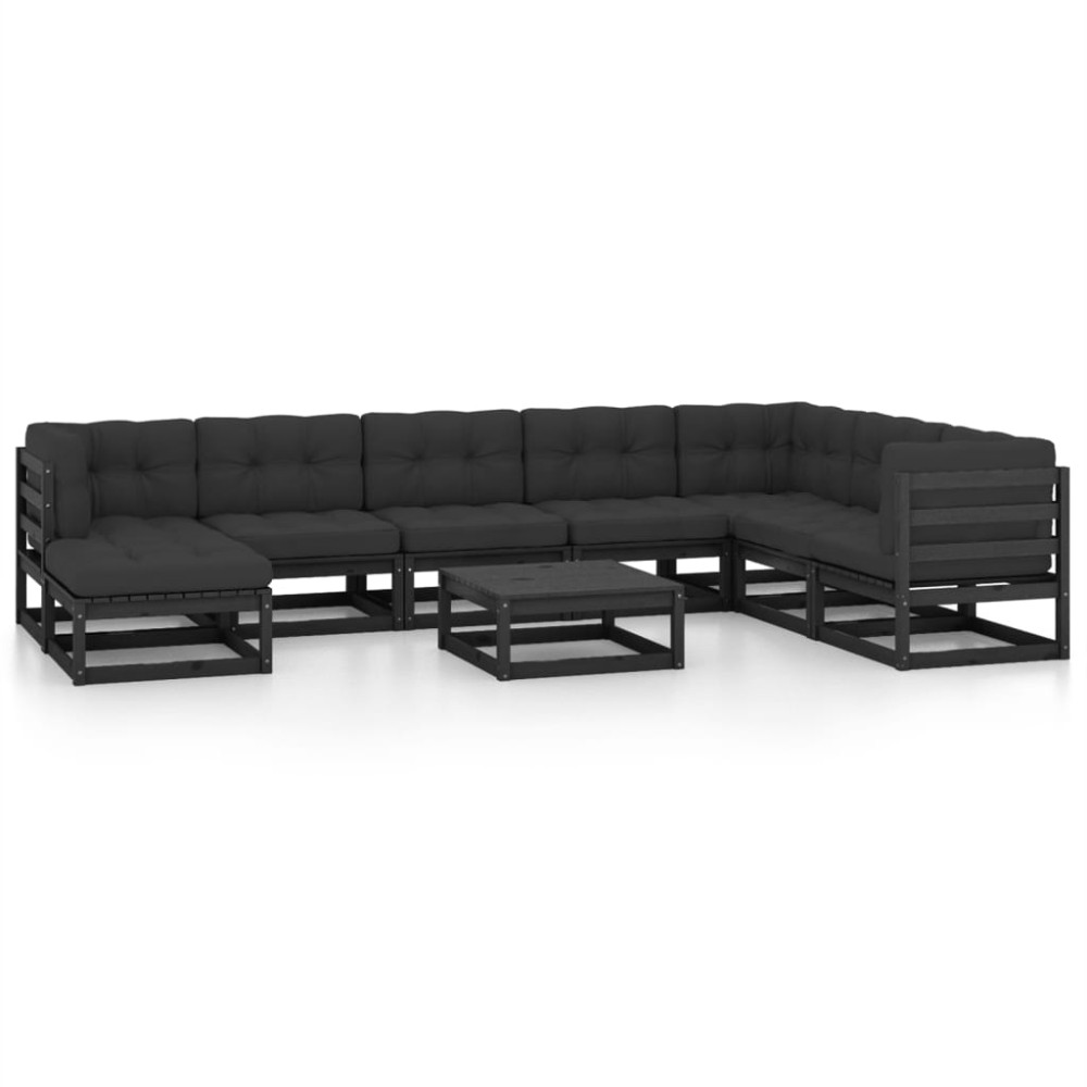 vidaXL Set mobilier grădină cu perne, 9 piese, lemn masiv de pin