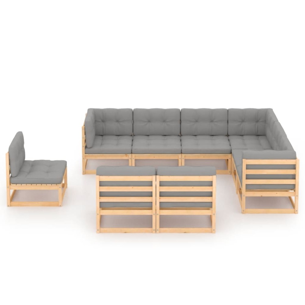 vidaXL Set mobilier grădină cu perne, 9 piese, lemn masiv de pin