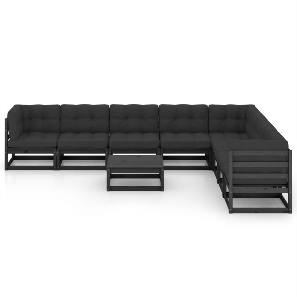 vidaXL Set mobilier grădină cu perne, 9 piese, lemn masiv de pin