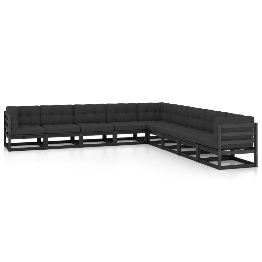 vidaXL Set mobilier grădină cu perne, 9 piese, lemn masiv de pin