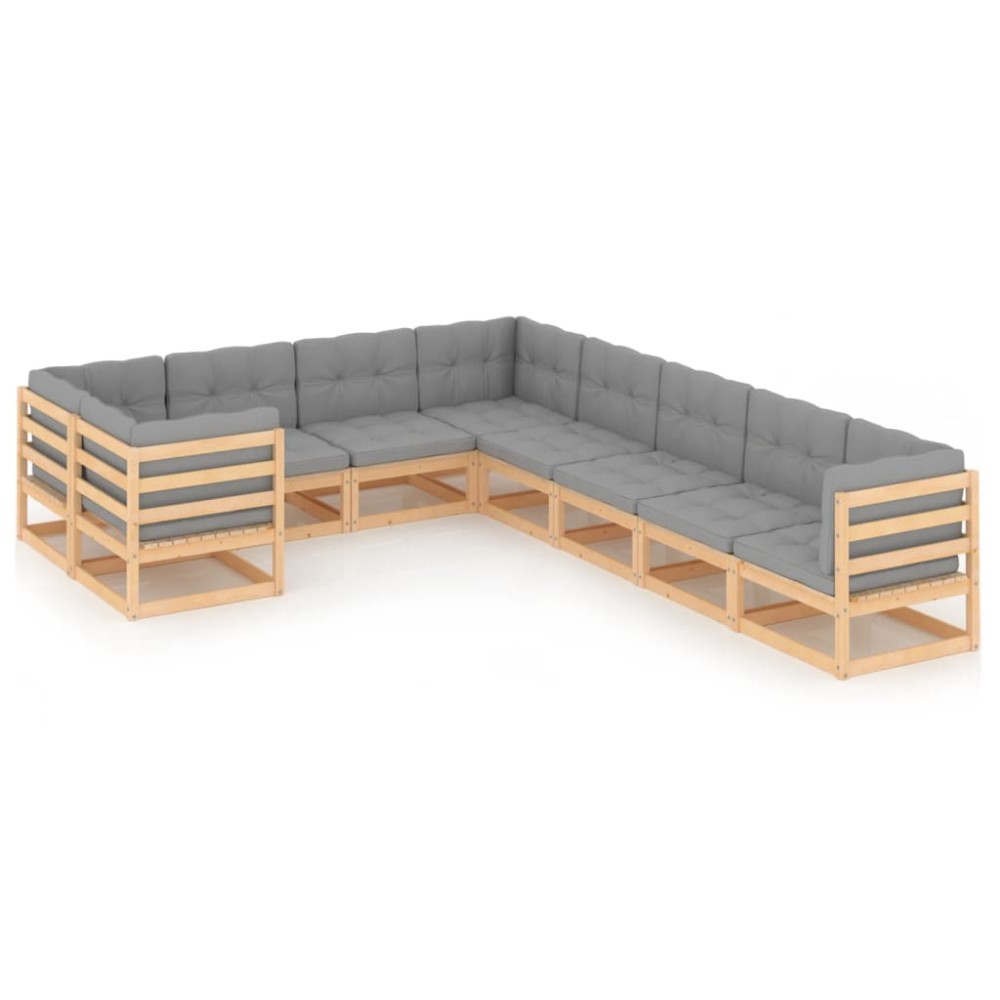 vidaXL Set mobilier grădină cu perne, 9 piese, lemn masiv de pin