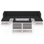 vidaXL Set mobilier grădină cu perne, 9 piese, lemn masiv de pin alb