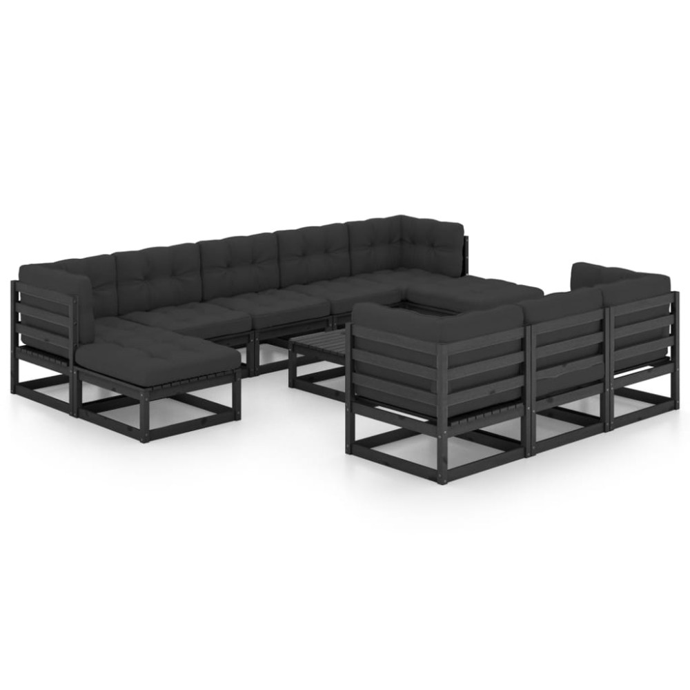 vidaXL Set mobilier grădină cu perne, 11 piese, lemn masiv de pin