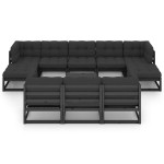 vidaXL Set mobilier grădină cu perne, 11 piese, lemn masiv de pin