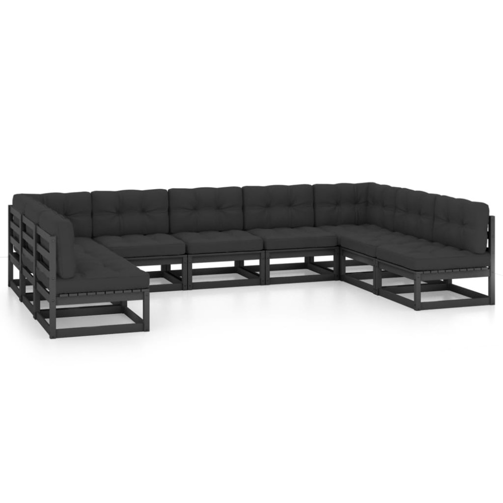 vidaXL Set mobilier grădină cu perne, 9 piese, lemn masiv de pin
