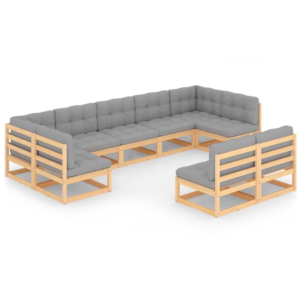 vidaXL Set mobilier grădină cu perne, 9 piese, lemn masiv de pin