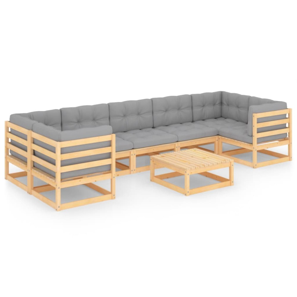 vidaXL Set mobilier de grădină din 8 piese, lemn masiv de pin