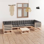 vidaXL Set mobilier de grădină din 8 piese, lemn masiv de pin vidaXL Set mobilier de grădină din 8 piese, lemn masiv de pin