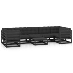 vidaXL Set mobilier grădină cu perne, 8 piese, negru, lemn masiv pin