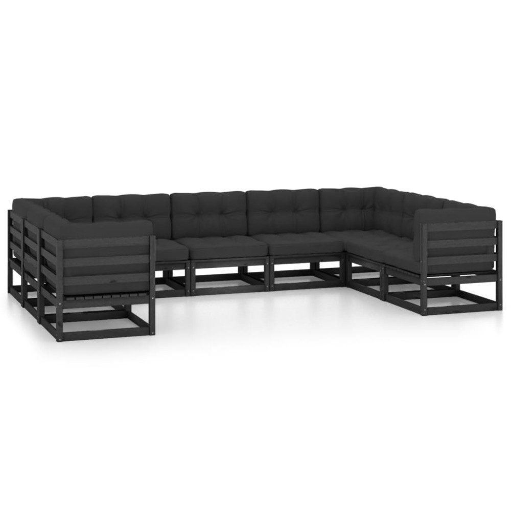 vidaXL Set mobilier grădină cu perne, 9 piese, lemn masiv de pin