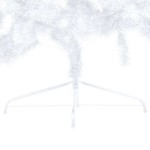 vidaXL Jumătate brad Crăciun pre-iluminat cu set globuri, alb, 210 cm