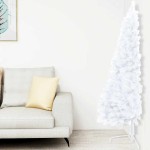 vidaXL Jumătate brad Crăciun pre-iluminat cu set globuri, alb, 240 cm vidaXL Jumătate brad Crăciun pre-iluminat cu set globuri, alb, 240 cm