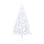 vidaXL Jumătate brad Crăciun pre-iluminat cu set globuri, alb, 240 cm vidaXL Jumătate brad Crăciun pre-iluminat cu set globuri, alb, 240 cm