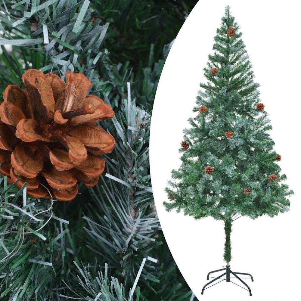 vidaXL Brad Crăciun artificial pre-iluminat globuri/conuri pin, 180 cm