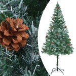 vidaXL Brad Crăciun artificial pre-iluminat globuri/conuri pin, 180 cm vidaXL Brad Crăciun artificial pre-iluminat globuri/conuri pin, 180 cm