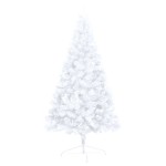 vidaXL Jumătate brad Crăciun pre-iluminat cu set globuri, alb, 150 cm vidaXL Jumătate brad Crăciun pre-iluminat cu set globuri, alb, 150 cm