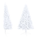 vidaXL Jumătate brad Crăciun pre-iluminat cu set globuri, alb, 240 cm