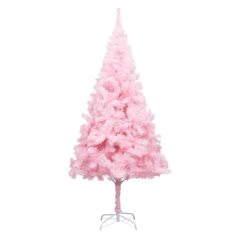 vidaXL Brad Crăciun pre-iluminat cu set globuri, roz, 210 cm, PVC